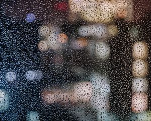 Превью обои капли, стекло, поверхность, множество