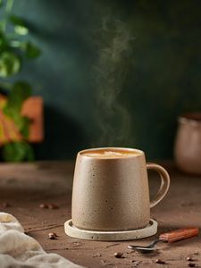 Превью обои капучино, кофе, напиток, кружка, пар