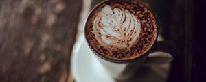 Превью обои капучино, кофе, пенка, чашка, напиток, темный