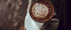 Превью обои капучино, кофе, пенка, чашка, напиток, темный