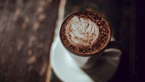 Превью обои капучино, кофе, пенка, чашка, напиток, темный