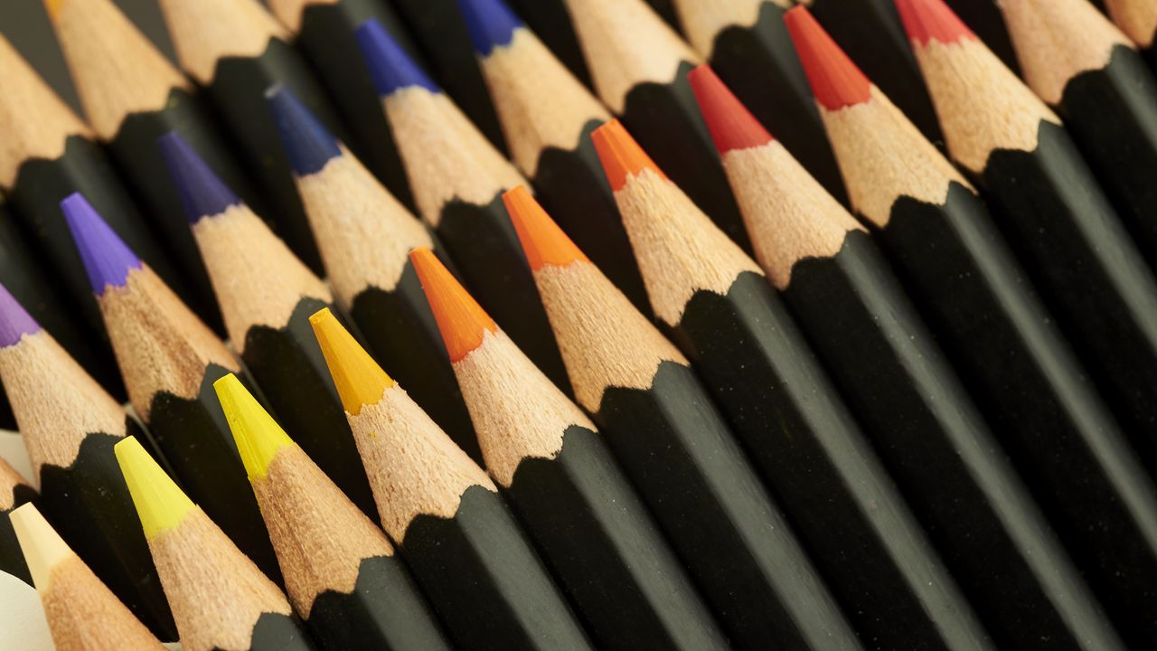 Обои карандаши, макро, деревянный, разноцветный