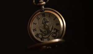 Превью обои карманные часы, часы, антиквариат, якорь