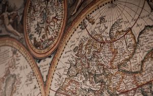 Превью обои карта мира, карта, старинная, география, слова