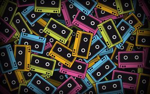 Превью обои кассеты, разноцветный, фон, красочный