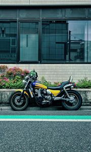 Превью обои kawasaki eliminator, kawasaki, мотоцикл, байк, желтый