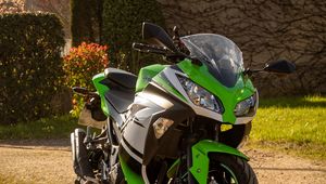 Превью обои kawasaki, мотоцикл, байк, зеленый