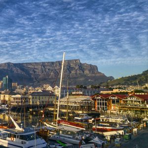 Превью обои кейптаун, африка, берег, лодки, горы