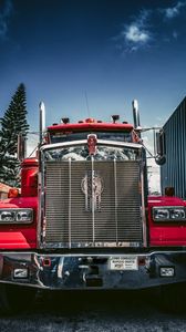 Превью обои kenworth, грузовик, автомобиль, красный