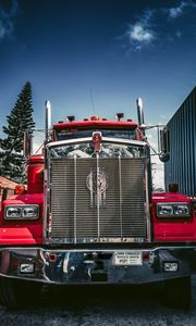 Превью обои kenworth, грузовик, автомобиль, красный