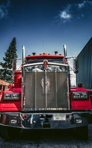 Превью обои kenworth, грузовик, автомобиль, красный