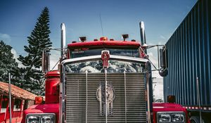 Превью обои kenworth, грузовик, автомобиль, красный