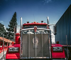 Превью обои kenworth, грузовик, автомобиль, красный