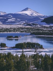 Превью обои keystone, сша, озеро, горы, зима