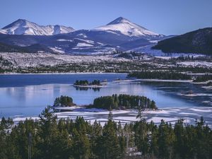 Превью обои keystone, сша, озеро, горы, зима