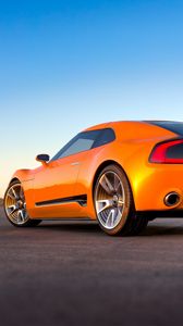 Превью обои kia gt4, спорткар, оранжевый, вид сбоку