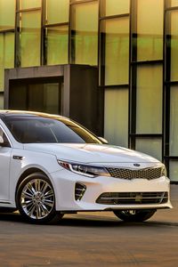 Превью обои kia, optima, белый, вид сбоку