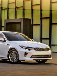 Превью обои kia, optima, белый, вид сбоку