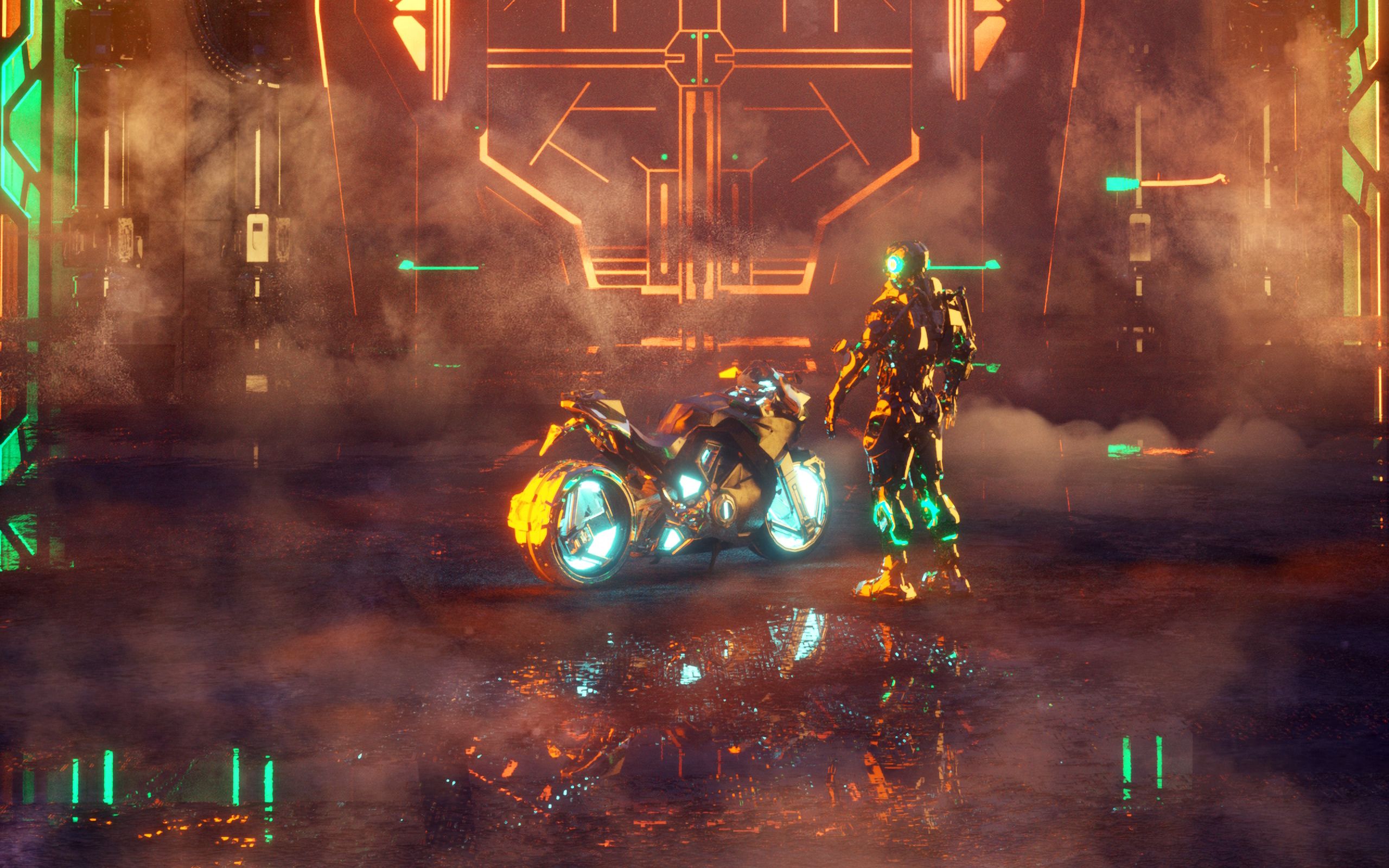 Cyberpunk мотоцикл неон
