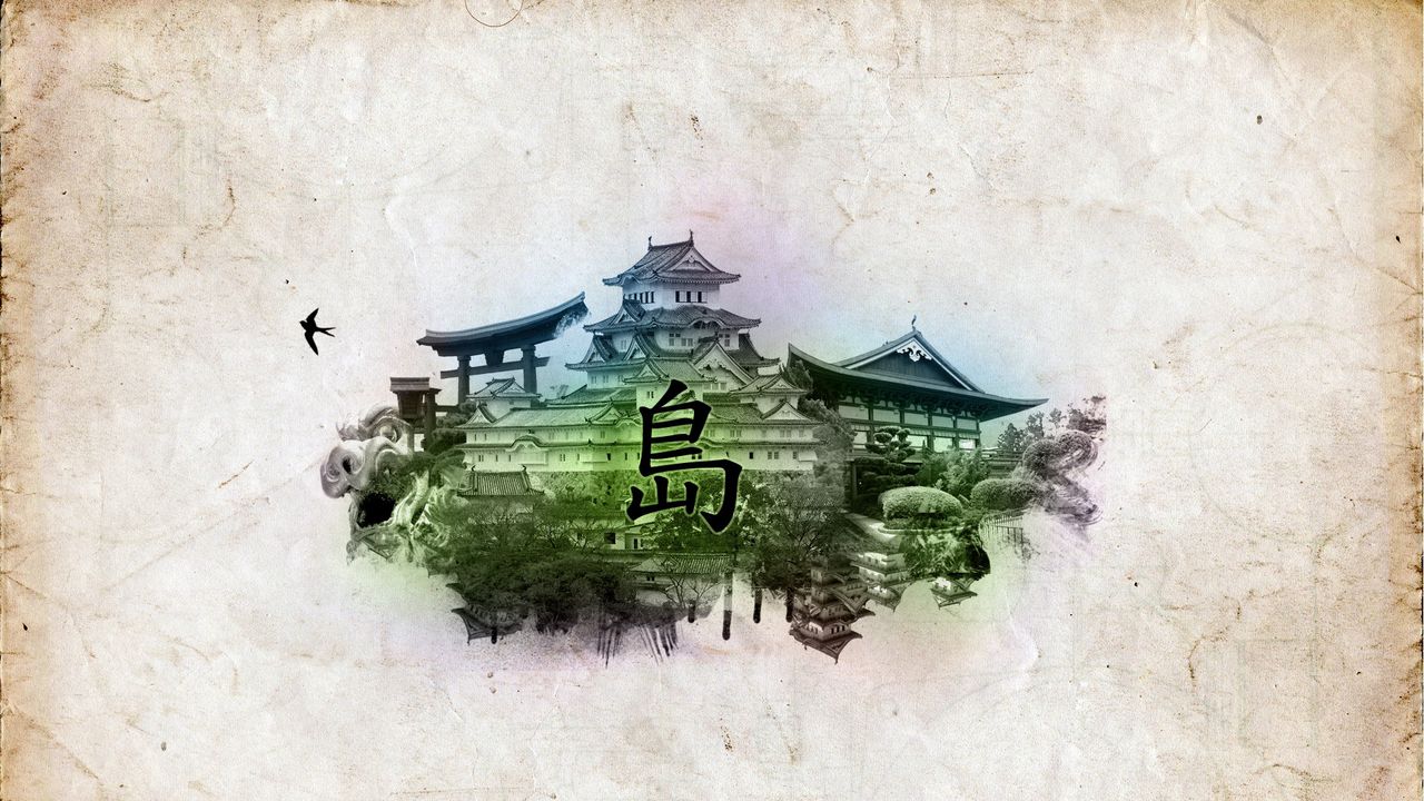 Обои китай, культура, здание, рисунок, бумага