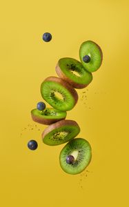 Превью обои киви, черника, фрукты, дольки