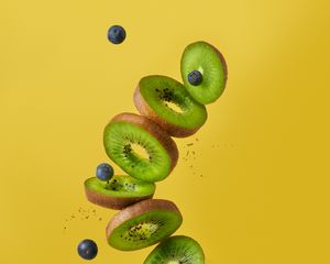 Превью обои киви, черника, фрукты, дольки