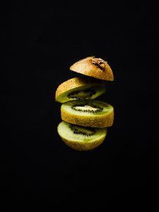 Превью обои киви, фрукт, черный фон
