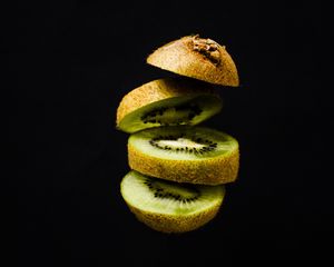Превью обои киви, фрукт, черный фон