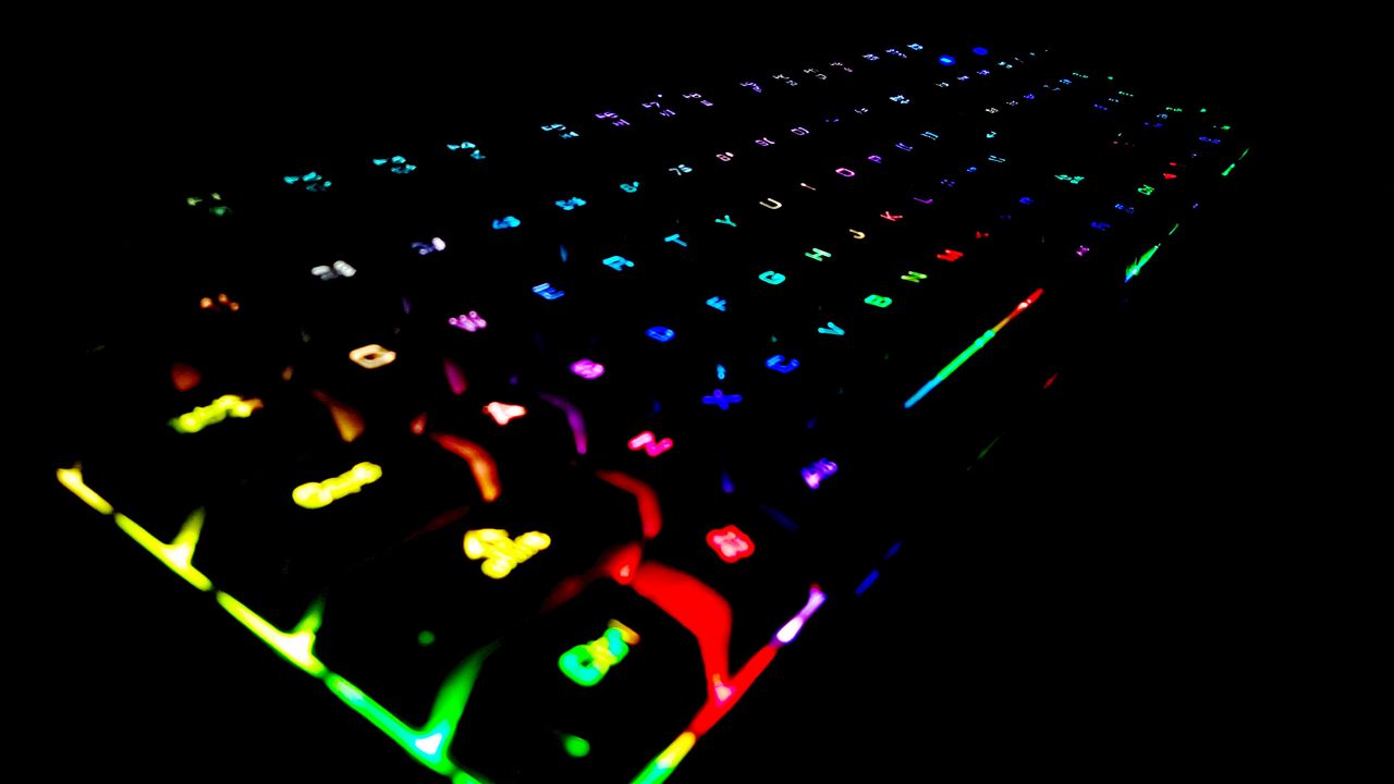 Обои клавиатура, клавиша, подсветка, разноцветный