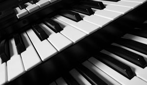 Превью обои клавиши, пианино, макро, музыка, черно-белый