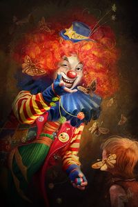 Превью обои клоун, арт, улыбка, грим, цирк, эмоции