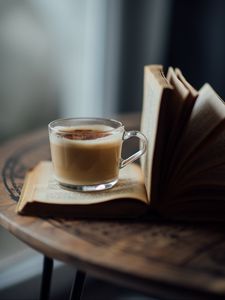 Превью обои книга, чашка, кофе