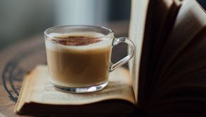 Превью обои книга, чашка, кофе