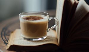 Превью обои книга, чашка, кофе