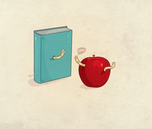 Превью обои книга, яблоко, руки