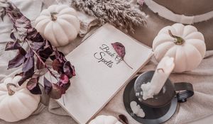 Превью обои книга, надпись, листья, осень