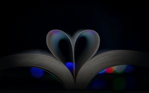 Превью обои книга, сердце, страницы, темный