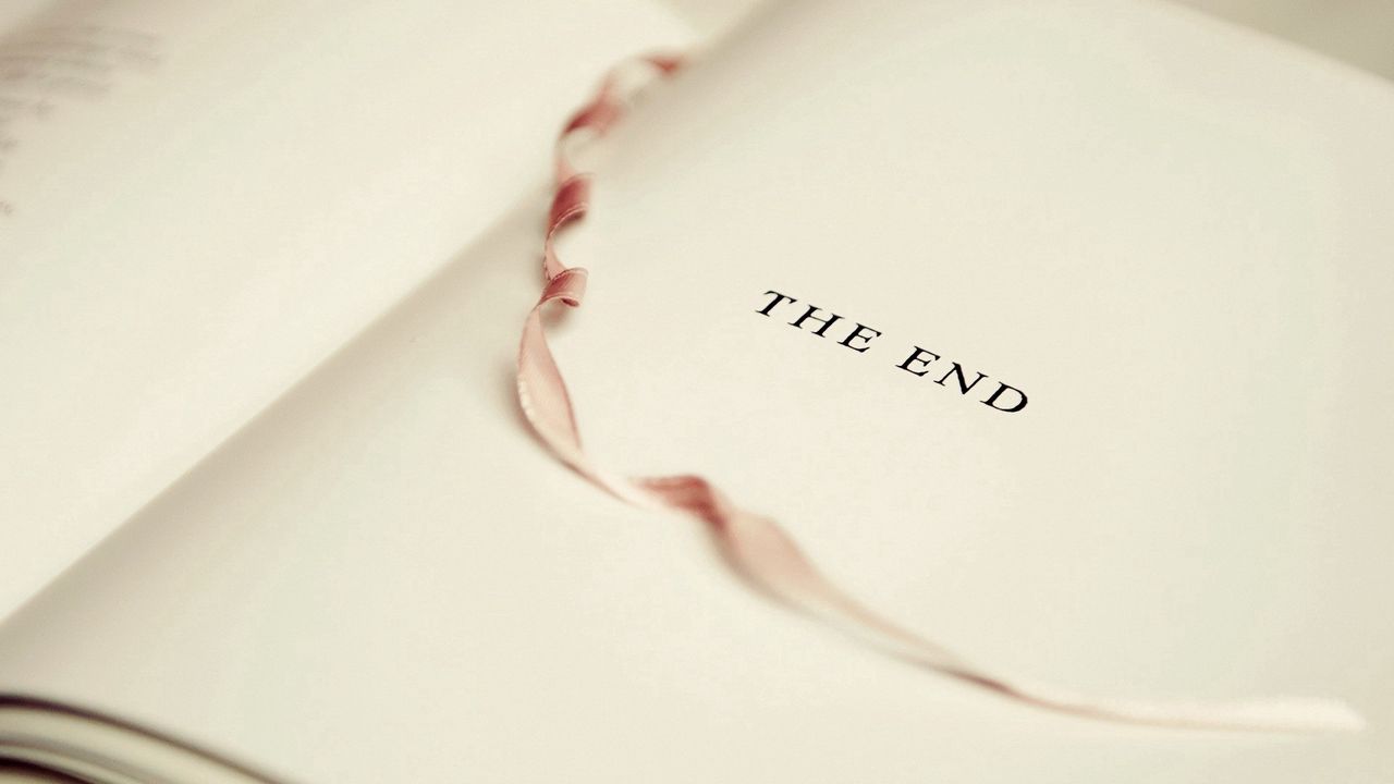 Обои книга, the end, страница, закладка, конец