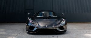 Превью обои koenigsegg regera knc, автомобиль, спорткар, вид спереди, черный