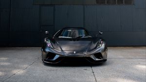 Превью обои koenigsegg regera knc, автомобиль, спорткар, вид спереди, черный