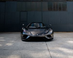 Превью обои koenigsegg regera knc, автомобиль, спорткар, вид спереди, черный