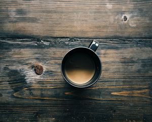 Превью обои кофе, чашка, деревянная поверхность