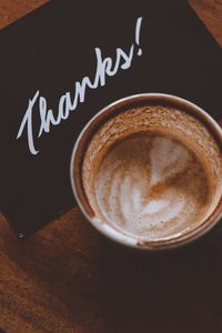 Превью обои кофе, чашка, карточка, текст, благодарность