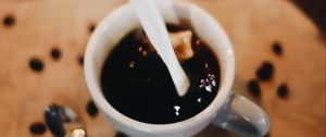Превью обои кофе, чашка, молоко, кофейные зерна