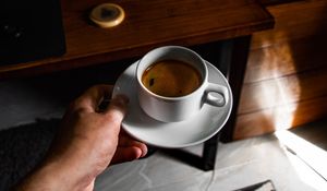 Превью обои кофе, чашка, напиток, рука