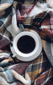 Превью обои кофе, чашка, плед, уют