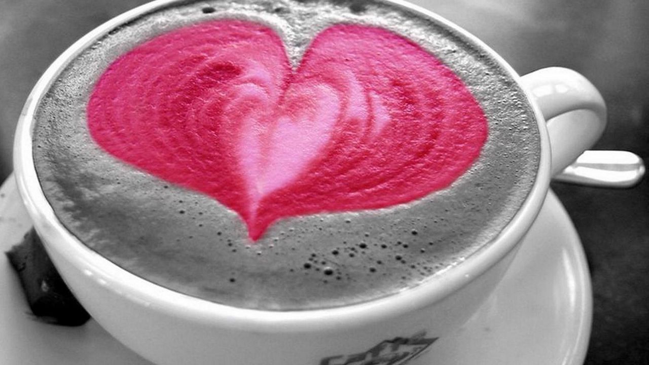 Обои кофе, чашка, сердце, пенка, напиток