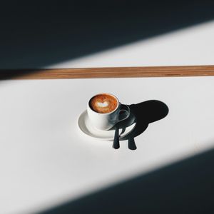 Превью обои кофе, чашка, тени, минимализм