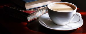 Превью обои кофе, чашка, тени, книга, напиток