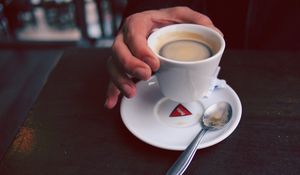 Превью обои кофе, эспрессо, чашка, рука
